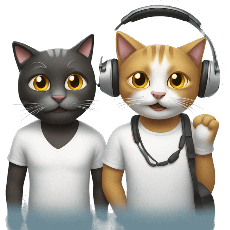 2 cool cats with headphones emoji