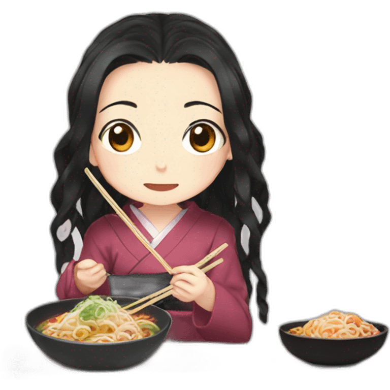 nezuko eating ramen emoji