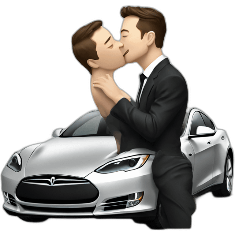 Elon musk kissing a car emoji