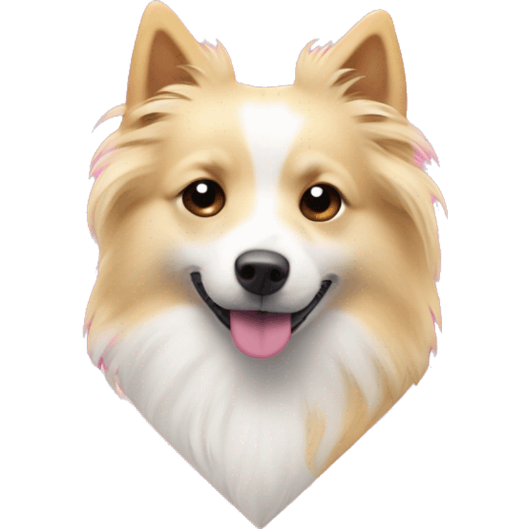 White and blonde spots spitz in a pink heart emoji