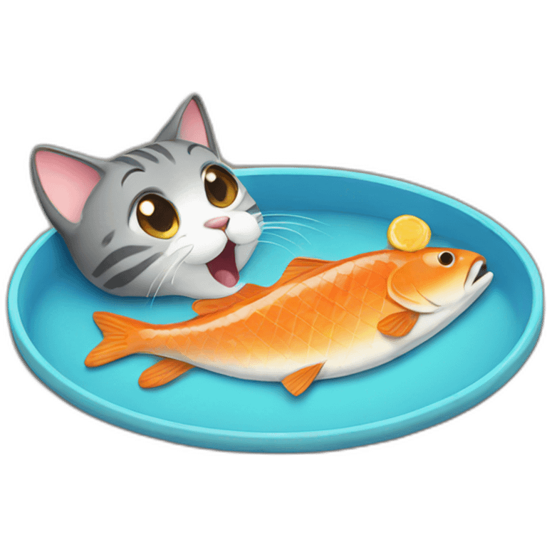 cat eating fish emoji