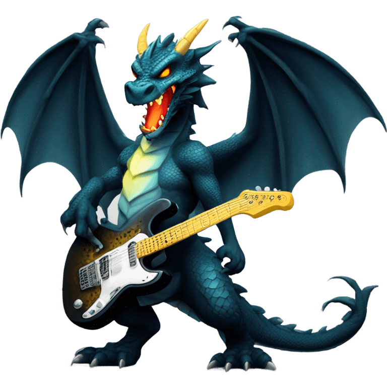 Mean Dragon with electric guitar emoji