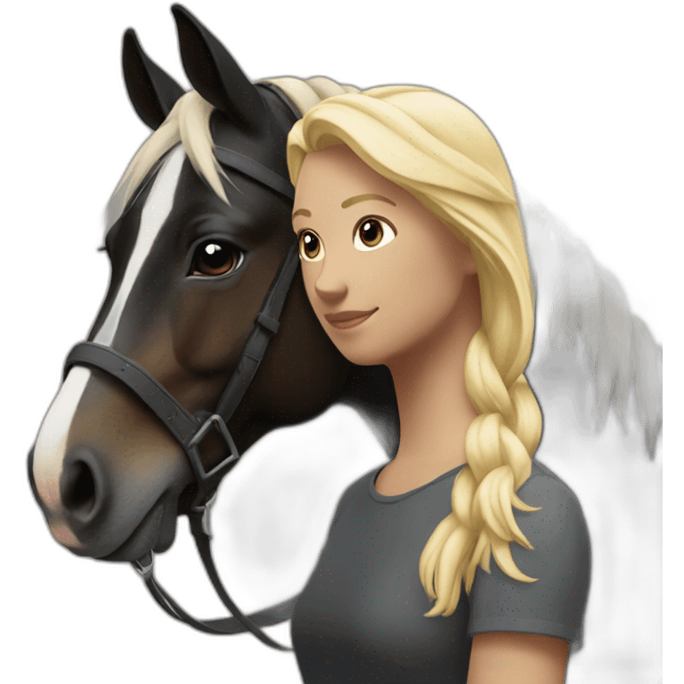 Cheval noir et fille blonde emoji