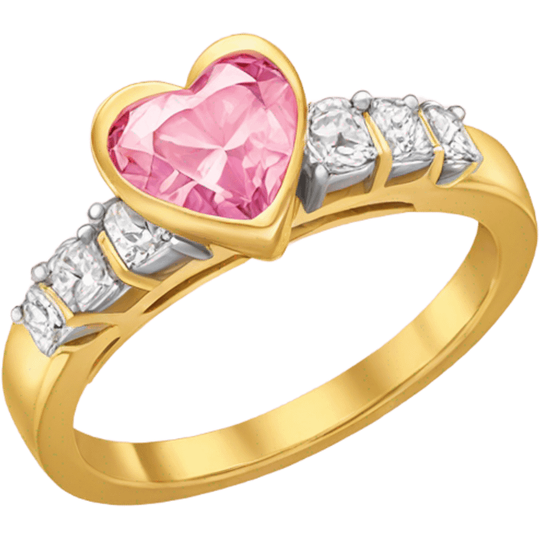 Gold engagement ring with pink heart diamond  emoji