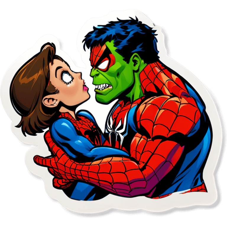 Spiderman kiss hulk emoji