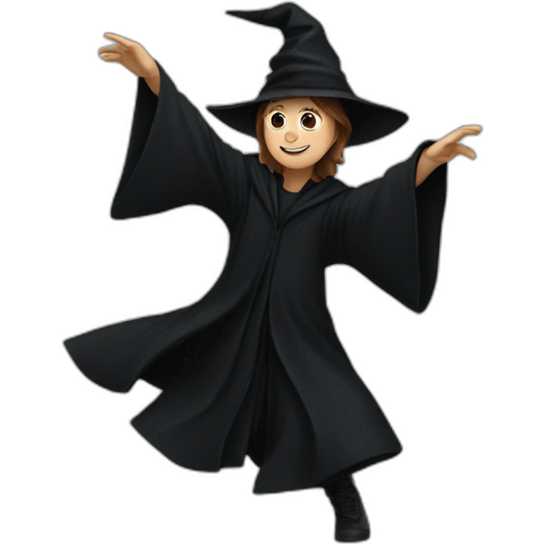 Harry Potter dancing in black robes and wizard hat emoji