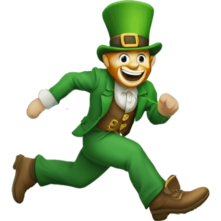 Leprechaun running on rainbow emoji