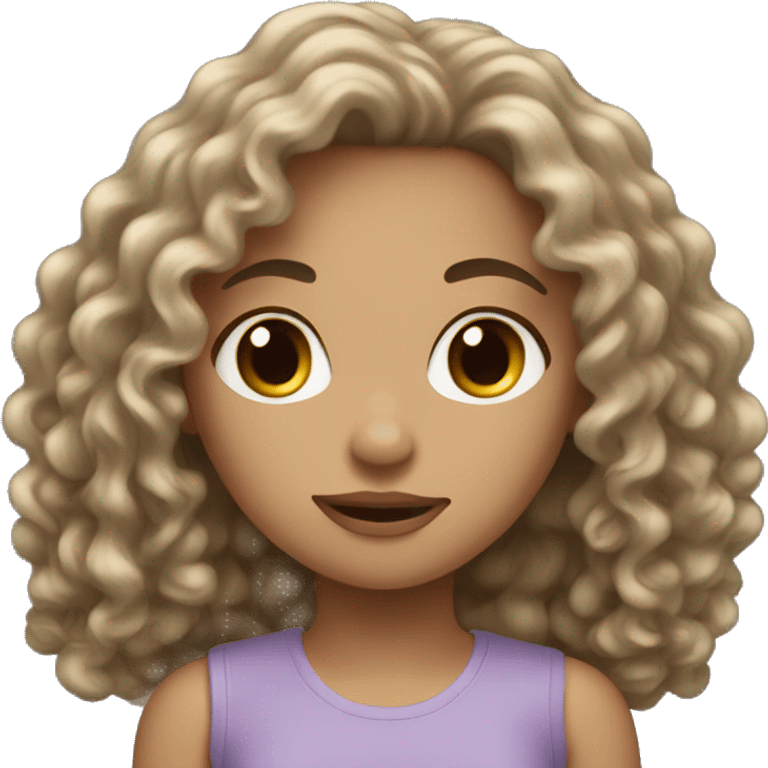 girl with long curly hair and light skin ￼ emoji