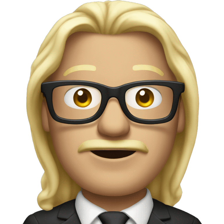 Man with long blonde hair, black glasses and smoking a cigar emoji