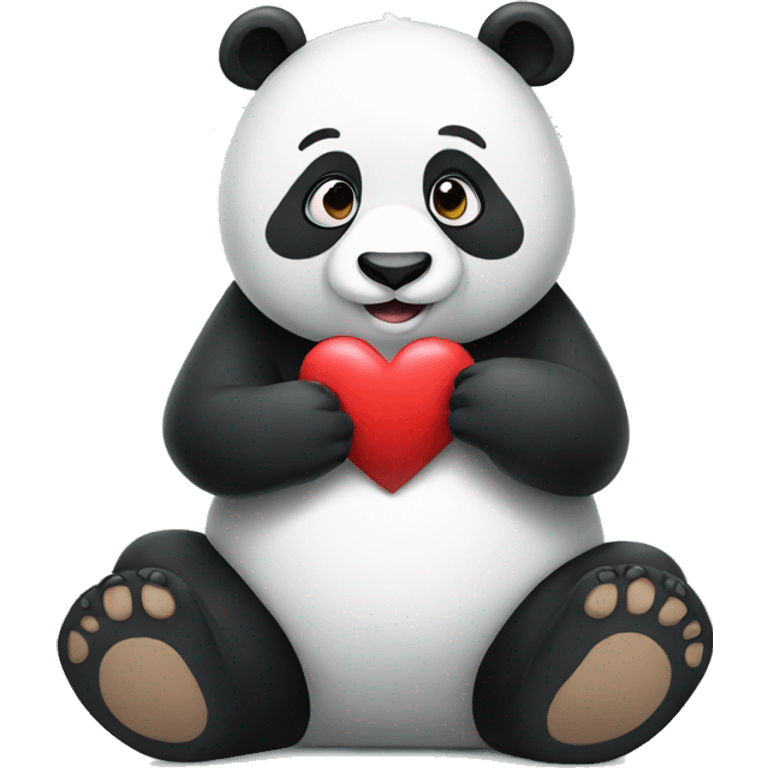 Panda holding a heart emoji