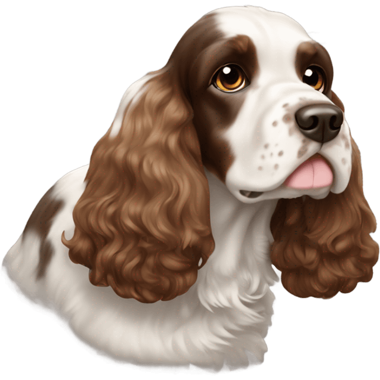 Black brown and white English cocker spaniel emoji