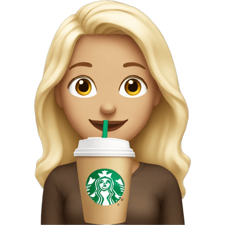 blonde girl happy drinking starbucks drink  emoji