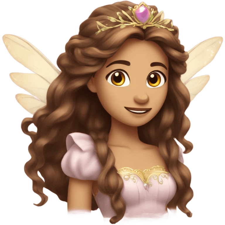 Brown long hair  ery beautiful fairy princess emoji