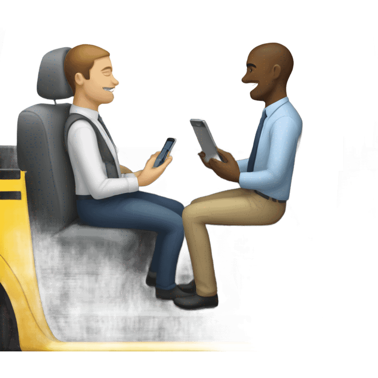 office workers in a taxi cab emoji