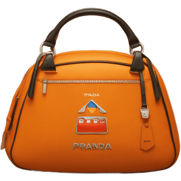 Orange Prada bowling bag with Prada triangle logo  emoji