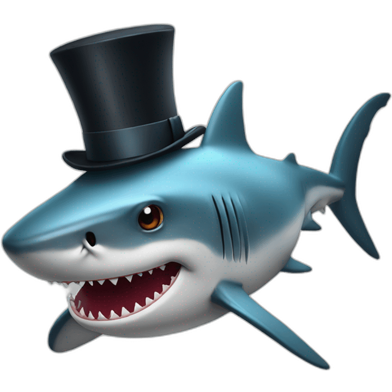 Shark with a top hat emoji