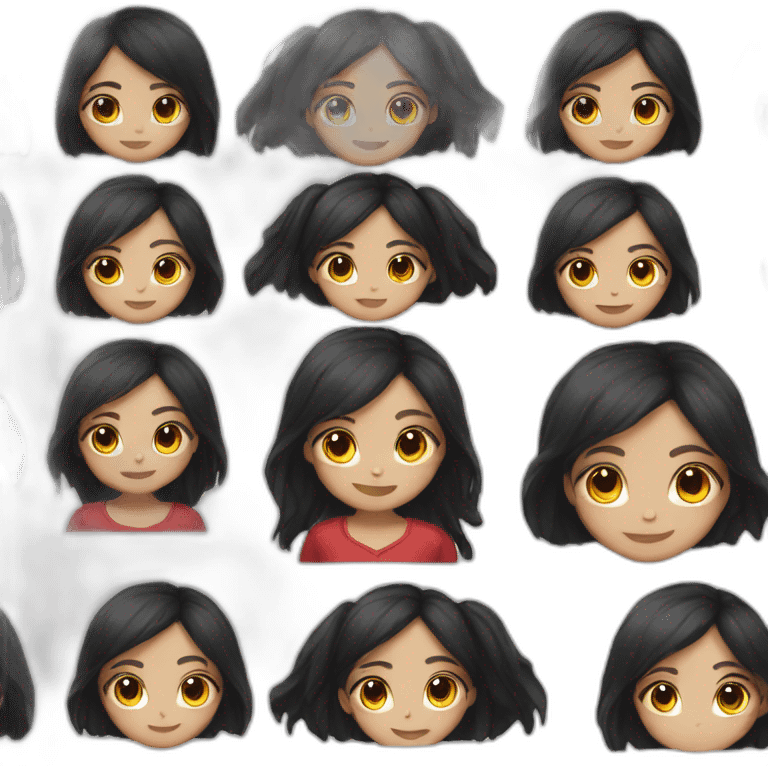 Girl with black hair and red highlights emoji