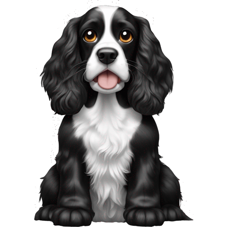 happy black and white english cocker spaniel with nose spots  emoji