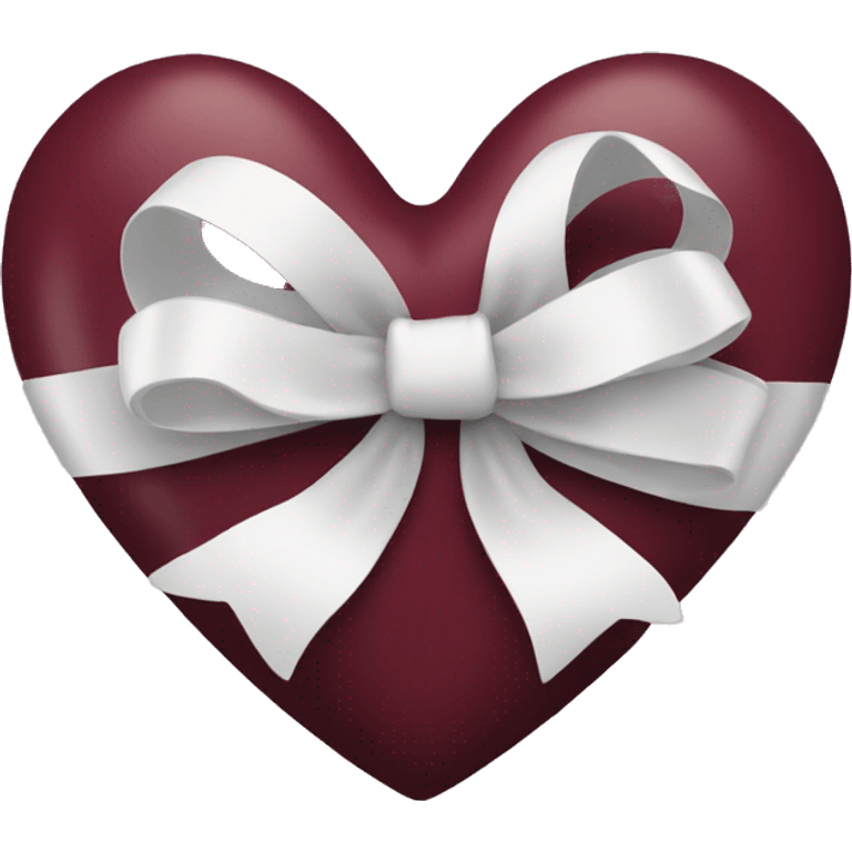 burgundy  heart with white bow emoji