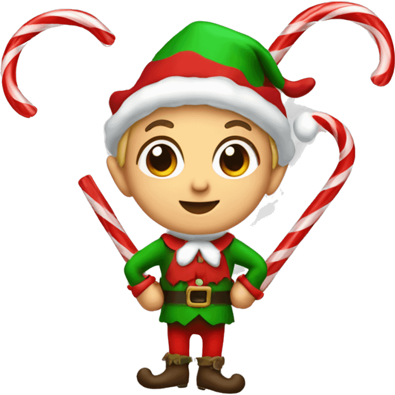 Christmas elf with candy canes emoji