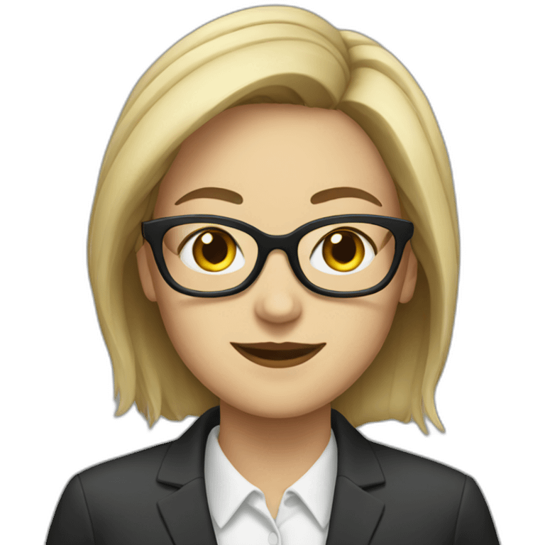 white woman with glasses wearing a suit emoji