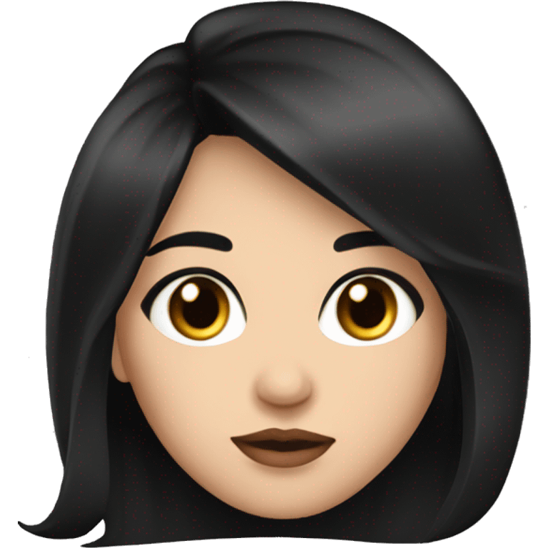 beautiful girl, brown eyes, shoulder length medium black hair, small rosy lips emoji