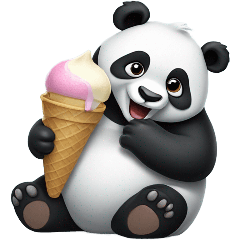 Panda eating ice cream emoji