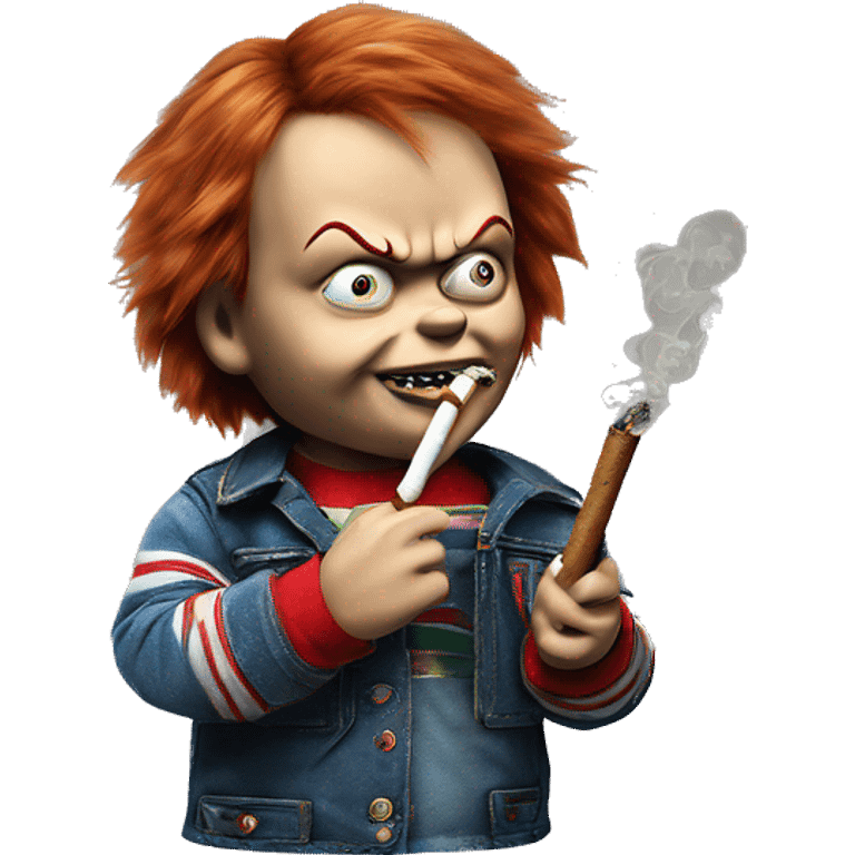 Chucky smoking a rolled cbd blunt emoji