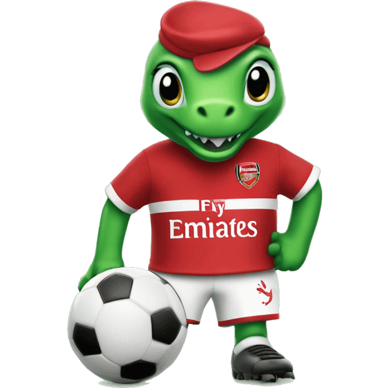 arsenal soccer team green gunnersaurus mascot wearing hello kitty hat emoji