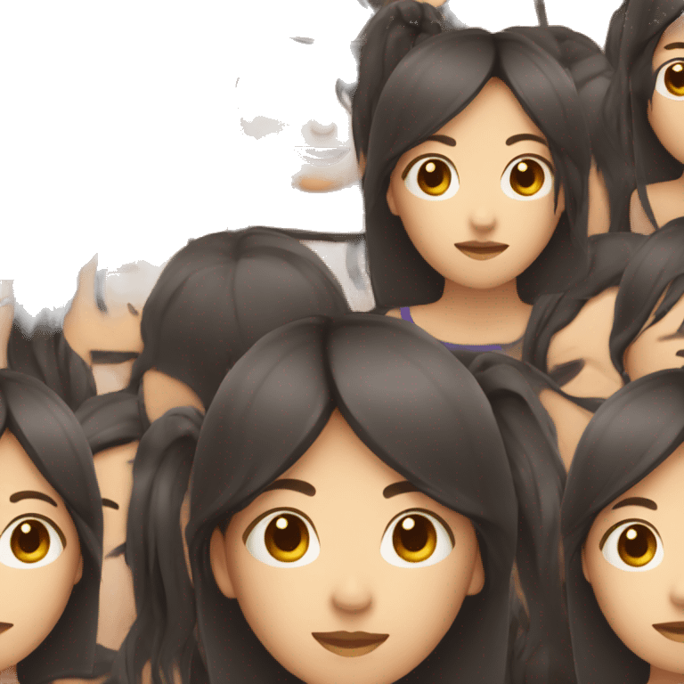 Asian girl with dark brown layered hair emoji