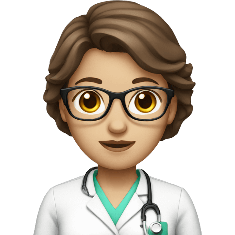 brown hair nurse with glasses emoji