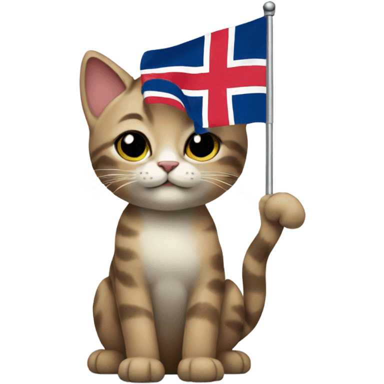 Cat holding Norwegian flag  emoji