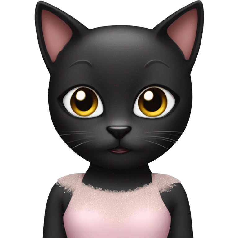 Black cat wearing a ballerina outfit emoji