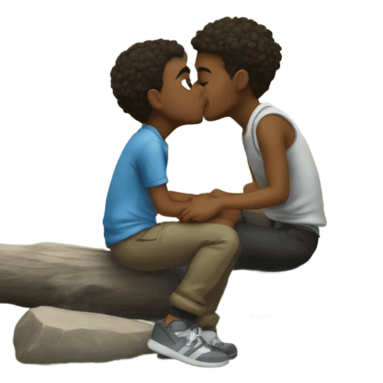 cute boys outdoors kissing emoji