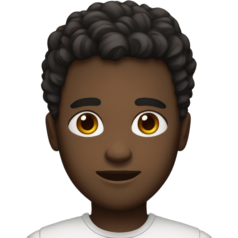 a black guy with brown eyes his hair is black and extremly short, almost non exitant emoji