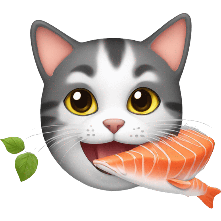 Cat eat salmon emoji