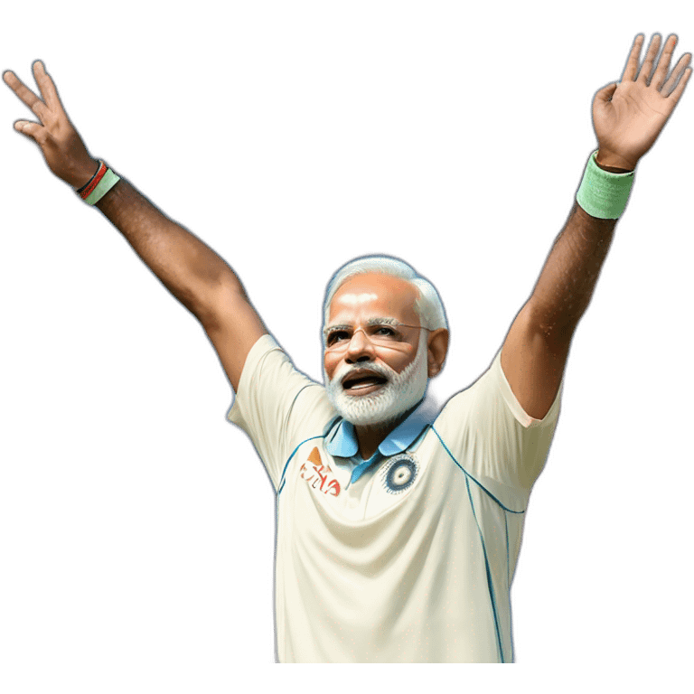 narendra modi in blue indian cricket team jersey doing cristiano ronaldo's celebration 'siuuu' emoji