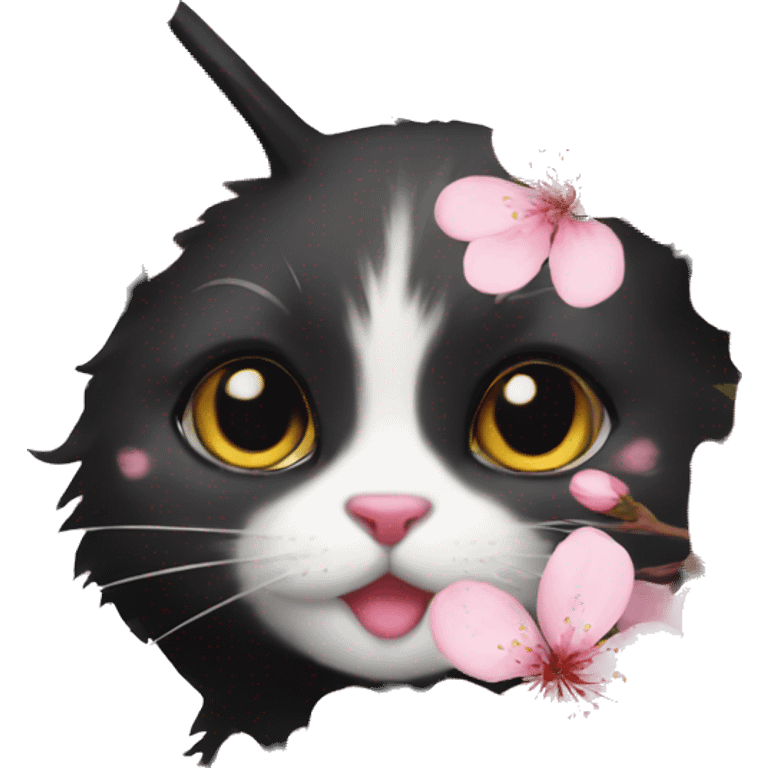 Cherry blossom flowers black cat blossoms emoji