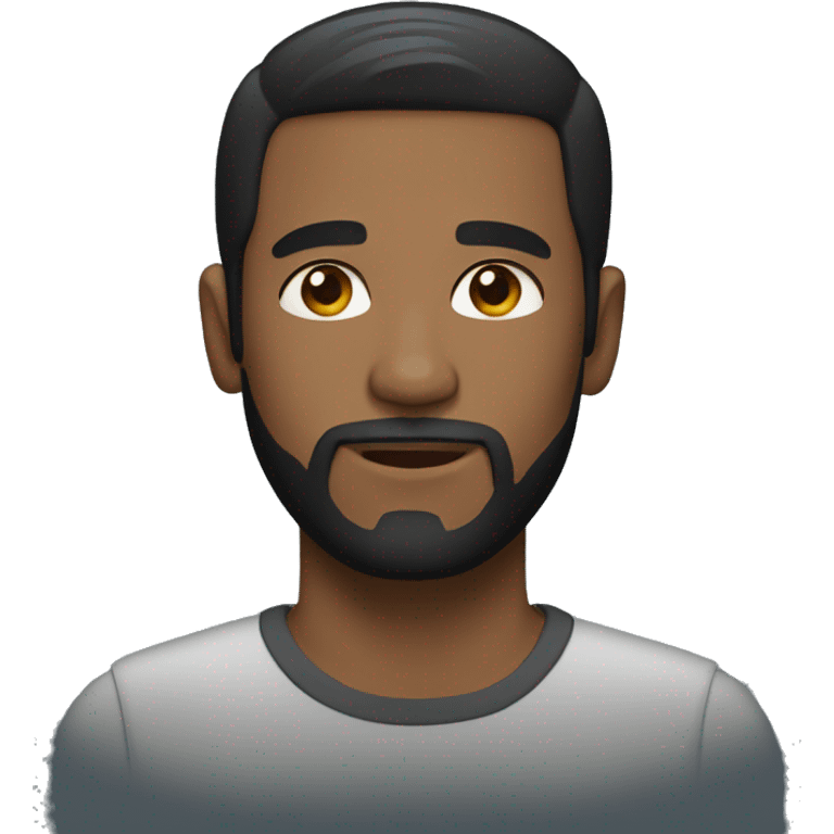 man, short black straight hair, only beard emoji