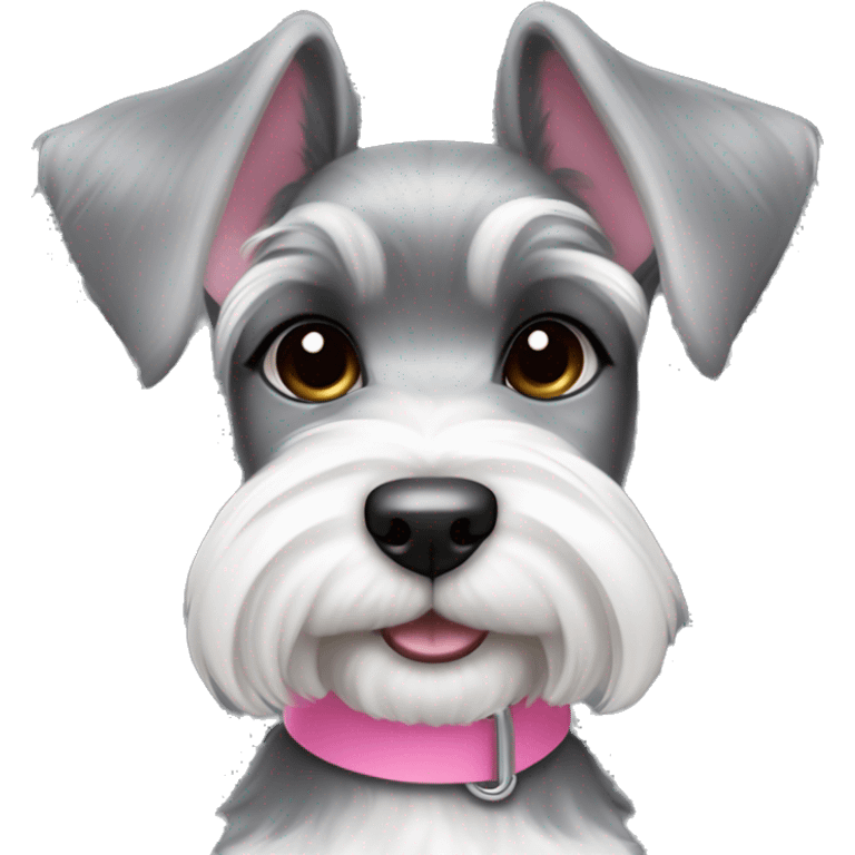 schnauzer light gray and white ears and pink collar girl puppy emoji