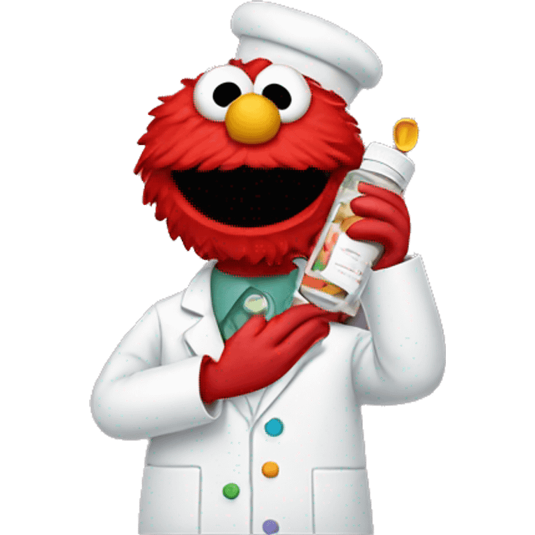 Elmo taking a medicine emoji