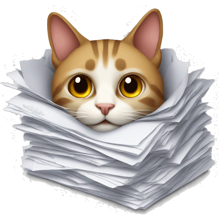 cat buried in paperwork emoji