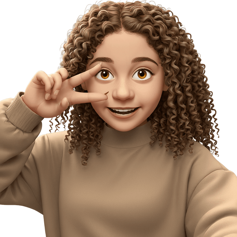 smiling girl with curly hair emoji