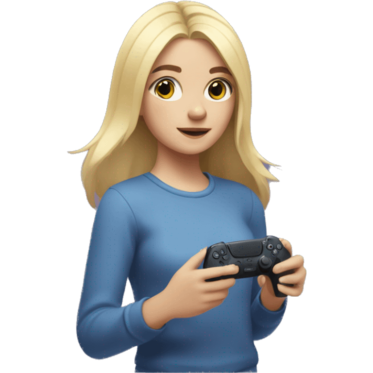 Blonde girl playing with a PS5 DualSense  emoji