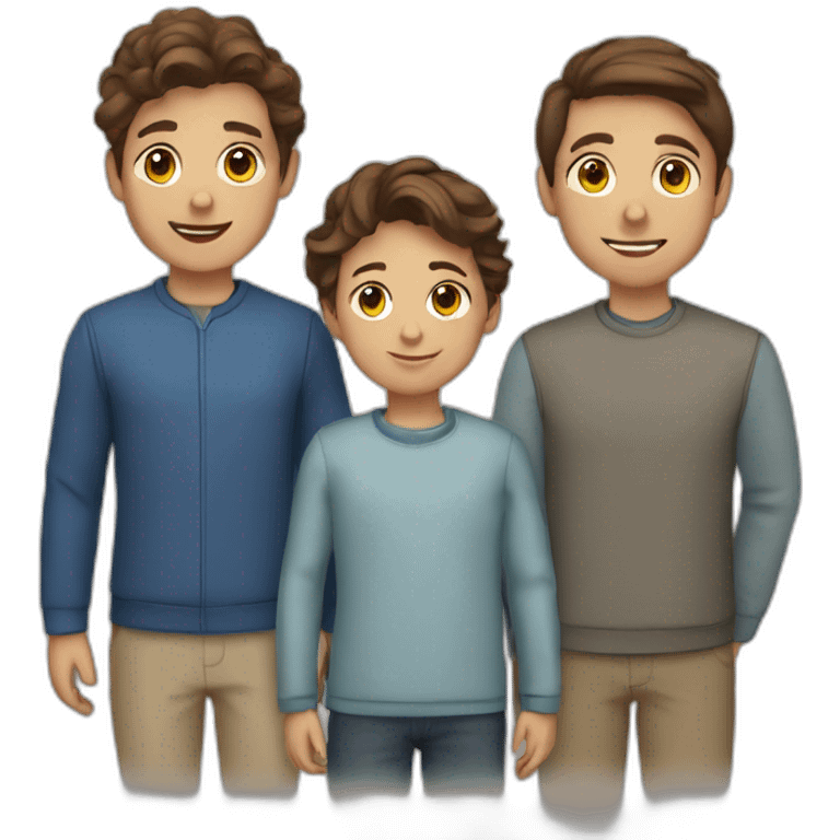 family of 4 brown hair 3 boys emoji