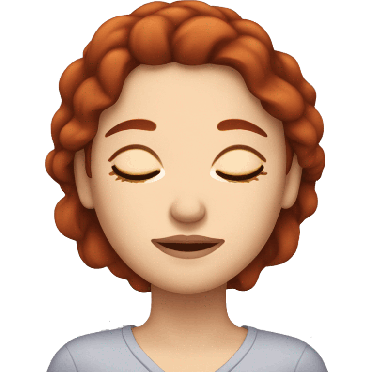 A White Woman with dark red hair, sleeping emoji