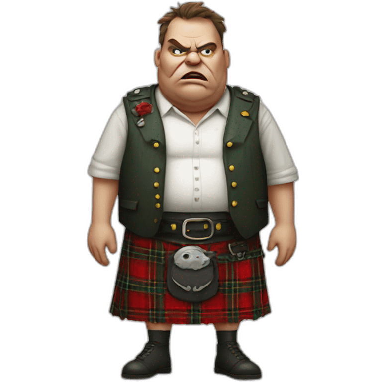 fat zombie wearing a kilt hyperrealistic emoji