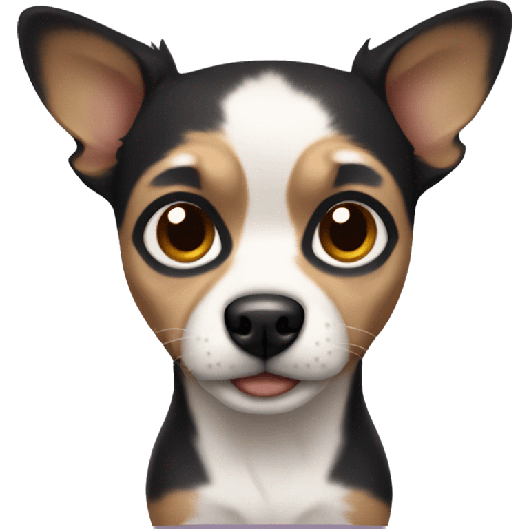 dark hair dark eyes man with short mustache playing chihuahua emoji