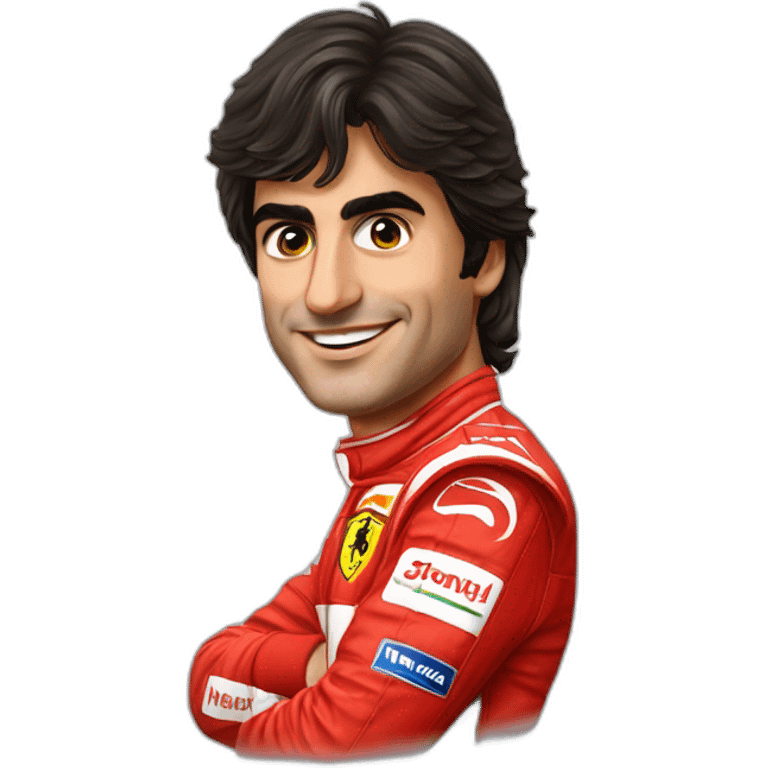 Carlos Sainz in a Ferrari F1 cars emoji