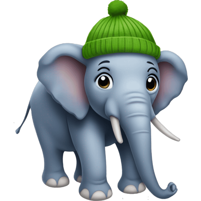 Elephant with a beanie emoji